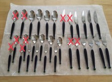 4x WMF Fantasia Besteck Blau 5 Teilig Messer,Gabel,Kuchengabel,Löffel,Teelöffel