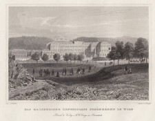 Wien Hietzing Schönbrunn Original Stahlstich Riegel 1848