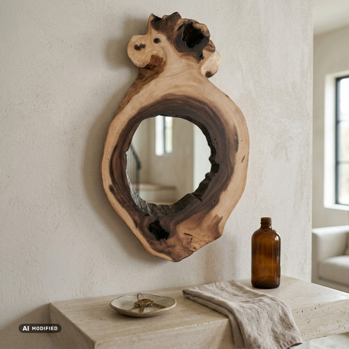 Wandspiegel holz baumscheibe - wandspiegel,