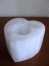 Teelichthalter, Marmor, Herzform, Weiß, Höhe 6,5 cm