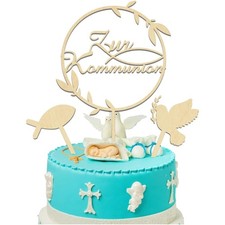 Cake Topper, Holz, Torten Deko, Party, Kommunion, Taufe, Konfirmation, Kuchen...