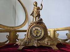 Antike Französische Pendule Tisch Uhr um 1880 Alabaster Kaminuhr Mit Schlüssel