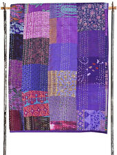 Seide Patchwork Kantha Quilt Indische Patola Tagesdecke Lila Gudari Bohemian ...