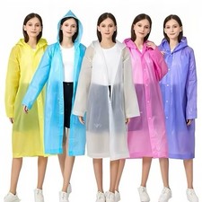 Damen Herren Regenmantel Hochwertig Regenjacke Transparent Kapuze Regenschutz