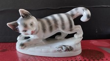Porzellan Figur Katze Porzellanfabrik Leube & Co. Reichmannsdorf LR Krone 45-64