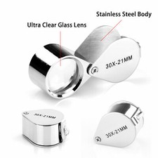 30X Fach Vergrößerungsglas 21mm Juwelierlupe Einschlaglupe Lupe Taschenlupe