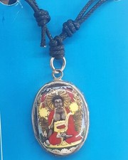 Schmuck Anhänger Amulett "Medizin Buddha" Edelstahl Emaille mit Baumwollband