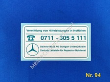 Aufkleber Mercedes Notdienst Hilfevermittlung Oldtimer W114 W115