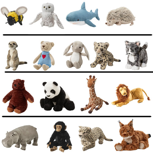 Ikea verschiedene stofftiere - ikea,