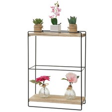 B-Ware Wandregal MCW-K77, Regal, Massiv-Holz Metall Industrial 50x35x17cm, natur