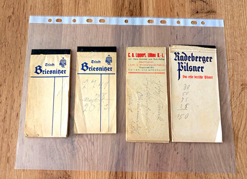 Historische kellnerzettel - 4x,