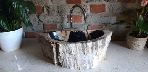 Waschbecken versteinertem holz - waschbecken,