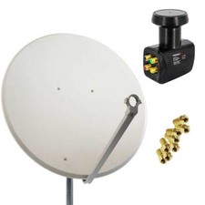 PremiumX SAT Anlage 100cm Satelliten Schüssel Antenne Offset Spiegel Quad LNB 4K