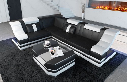 Ecksofa leder couch ledersofa - ecksofa,