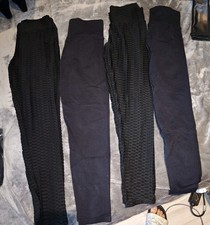 Damen Leggings Paket 4 Stück Fitness Kompression 38 40 M L Schwarz Wabenmuster