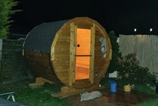 Fasssauna Pini wood Xl für 6 Pers. Zustand einwandfrei wegen Umzug zu verkaufen