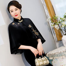 Elegante Damen Samt Schal Mantel Bestickt Capelet Shrug Bolero Strickjacke Party