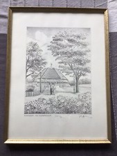  Original Zeichnung Radierung Planetarium Mannheim