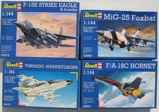 4x Revell Tornado F-18 C Hornet MiG-25 Foxbat F-15 E 1:144 Flugzeug Bausatz Kit