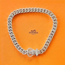 Edle HERMES HALSKETTE mit Gürtelschließe,  925 Sterling Silber, mit Hermès Box