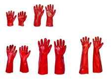 Dicke PVC Vinyl Gummihandschuhe verschiedene Längen schulterlange Handschuhe rot