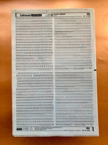 Letraset 192 futura medium - letraset,