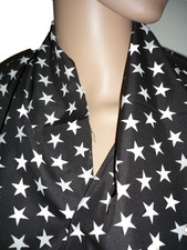 Sternchen Schal schwarz weiß 168 cm x 35 cm Stern Stola Tuch NEU + TOP