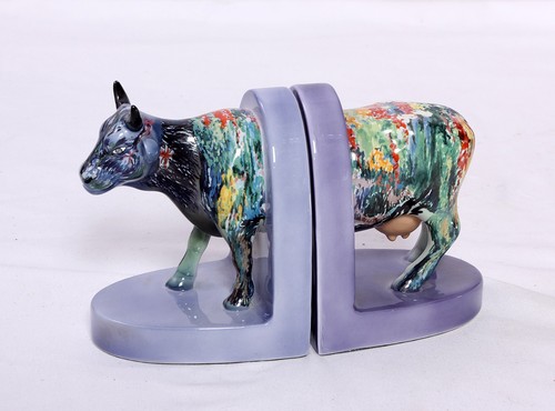 Cow parade monet buchstützen - cow,