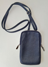 Genuine Leather * Handytasche * Echtleder, dunkelblau * 18 x 11 x 1,5 cm wie neu