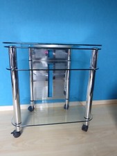 TV/Phono-Rack  aus Glas/Alu auf Rollen mit drehbarer Platte Höhe 75 cm