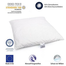 Daunenkissen Luxe Kopfkissen 80x80 Daunen 1000 - 1500G Schlafkissen 100% Natural