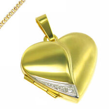 Medaillon Herz 333 Gelbgold kubischer Zirkonia wahlweise Gravur Kette Amulett