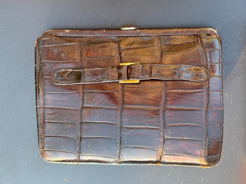 Vintage leder clutch tasche - leder,