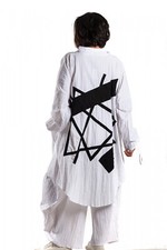 Champagne Horatio Jacke Hemd lang mit Applikationen  crash weiß Gr. one size