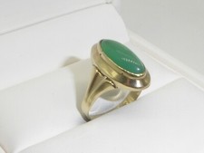 333 Gold Ring 8K Goldring Gelbgold Grün Jade Cabochon 2,8 g RG 58 - 18,4 mm 9298