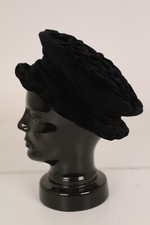 J. Bogajewski Damenhut Mütze 50er 60er Jahre Samt schwarz 53cm vintage Winter