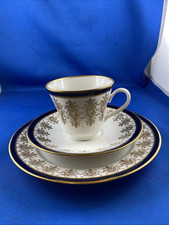 Weimar DDR Porzellan 2219 gold/blau. Kaffeegedecke 3 Tgl. Harmonie  Echt Kobalt.