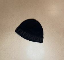 Fendi Mütze Onesize Beanie Schwarz FF Logo Braun