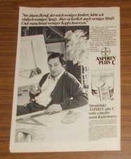 Seltene Werbung Bayer ASPIRIN PLUS C Architekt am Schreibtisch Zeichenbrett 1980