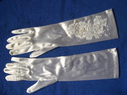 Brauthandschuhe satin perlen - brauthandschuhe, satin,