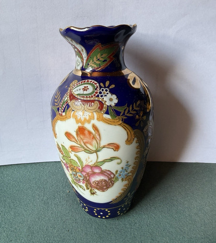 Porzellanvase blau weiß - blau/weiß, mit