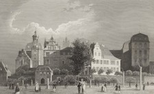 Darmstadt Schloss Emil Höfer Stahlstich Original