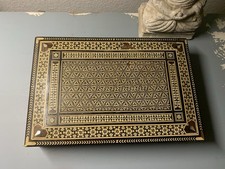 Holz Schatulle Kiste Schachtel Intarsien Antik Perlmutt Orient