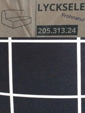 Ikea LYCKSELE Bezug für 2er Bettsofa Lillsele weiß/schwarz 205.313.24 NEU OVP