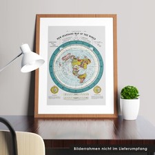 Weltkarte Poster Flache Erde 70x50cm XXL historische Welt Karte Gleason FlatEarh