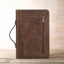 Vintage echt leder buchhülle - leder,