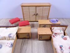 Nostalgische  Puppenmöbel Kinderzimmer Holz Vintage 8teilig Zubehör rar (6667)
