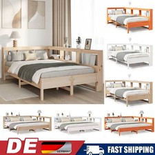 Massivholzbett mit Regal ohne