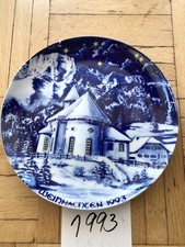 1993 Weihnachts-Teller Sammlerteller Wandteller Bavaria Porzellan Kobalt-Blau