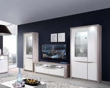 Wohnwand 302cm sandeiche weiß